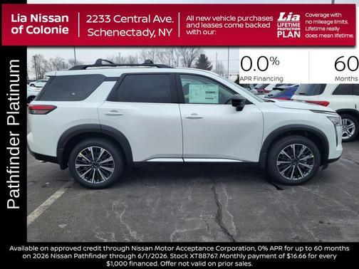 Everest White Pearl Tricoat 2026 Nissan Pathfinder Platinum