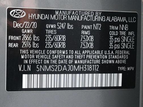 2021 Hyundai SANTA FE SEL 2.4