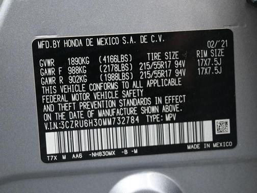 Platinum White Pearl 2021 Honda HR-V LX