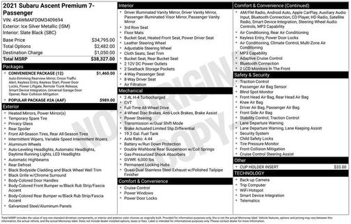 2021 Subaru Ascent Premium 7-Passenger