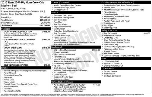 2017 RAM 2500 Big Horn Crew Cab 4x4 6'4' Box