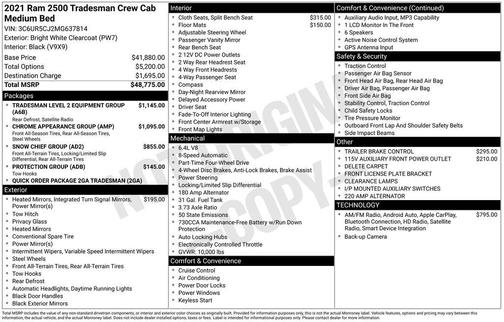 2021 RAM 2500 Tradesman Crew Cab 4x4 6'4' Box