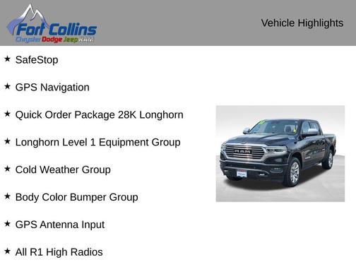 Diamond Black Crystal Pearlcoat 2022 RAM 1500 Longhorn