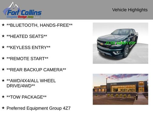 Rainforest Green Metallic 2016 Chevrolet Colorado Z71