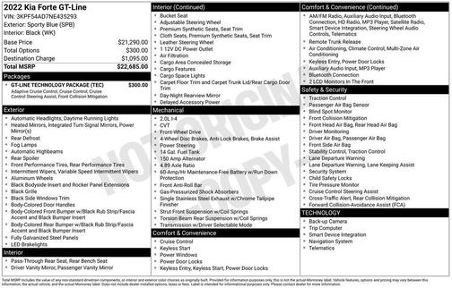 Sporty Blue 2022 Kia Forte GT-Line