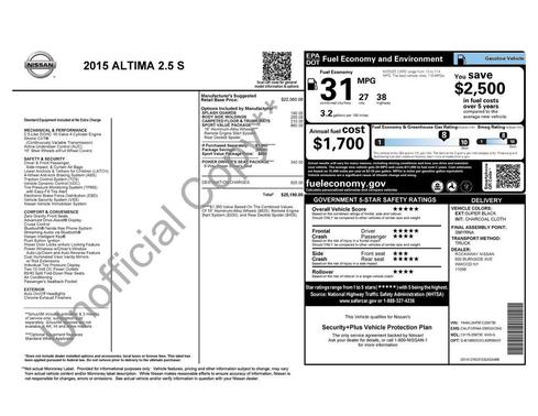 Super Black Clearcoat 2015 Nissan Altima 2.5 S