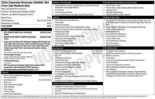 Sterling Gray Metallic 2026 Chevrolet Silverado 2500 Crew Cab, Standard Bed, XR2, 4WD