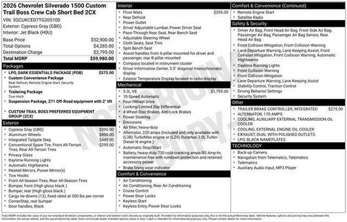2026 Chevrolet Silverado 1500 Custom Trail Boss