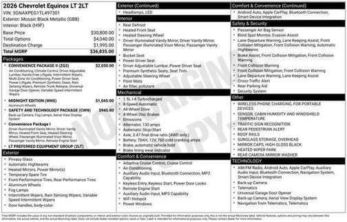 Mosaic Black Metallic 2026 Chevrolet Equinox 1LT