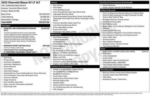 Summit White 2025 Chevrolet Blazer EV eAWD LT