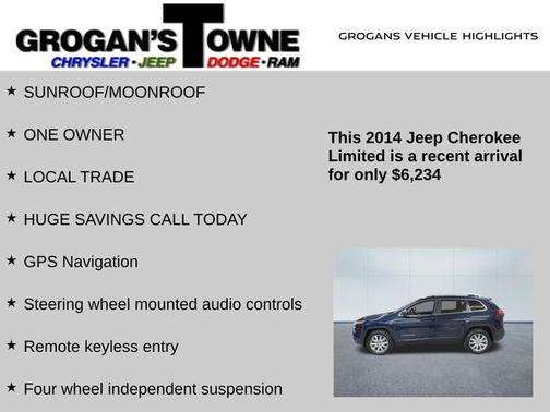 True Blue Pearlcoat 2014 Jeep Cherokee Limited