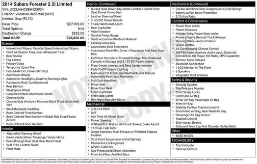 Venetian Red Pearl 2014 Subaru Forester 2.5i Limited