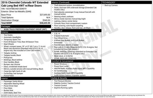 2016 Chevrolet Colorado WT