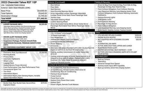 Satin Steel Metallic 2022 Chevrolet Tahoe RST