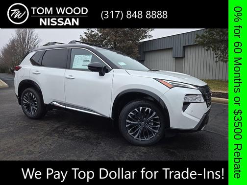 Everest White Pearl/Super Black 2026 Nissan Rogue Platinum