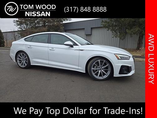 Glacier White Metallic 2025 Audi A5 Sportback 45 S Line Premium