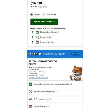 2017 Lincoln Continental Select AWD 4dr Sedan