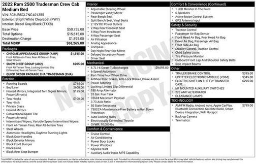 2022 RAM 2500 Tradesman Crew Cab 4x4 6'4' Box