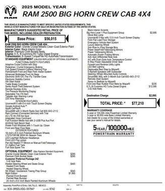 2025 RAM 2500 Big Horn Crew Cab 4x4 6'4' Box