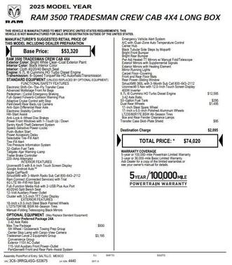 2025 RAM 3500 Tradesman Crew Cab 4x4 8' Box