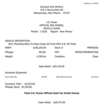 2011 Mercedes-Benz CL-Class CL 63 AMG