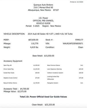 2014 Audi A8 L 4.0T