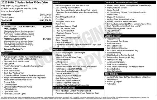 2025 BMW 750e i xDrive