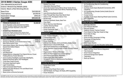 Mineral Gray Metallic 2018 BMW 430 i