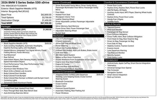 Black Sapphire Metallic 2026 BMW 530 xDrive