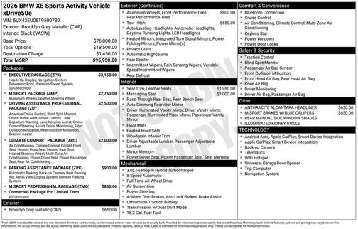 Gray 2026 BMW X5 PHEV xDrive50e