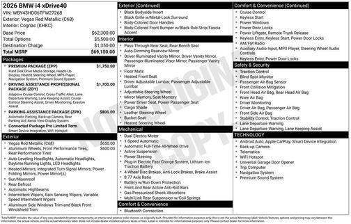 Red Metallic 2026 BMW i4 Gran Coupe xDrive40