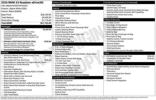 2026 BMW Z4 sDrive30i