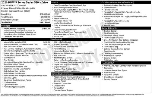 Mineral White Metallic 2026 BMW 530 xDrive