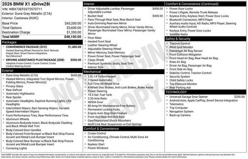 Dune Grey Metallic 2026 BMW X1 xDrive28i