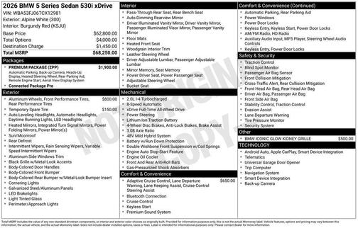 Alpine White 2026 BMW 530 xDrive