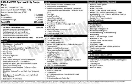Black Sapphire Metallic 2026 BMW X2 M35i