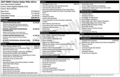 Black Sapphire Metallic 2027 BMW 550e 550e xDrive