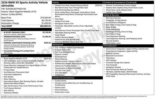 Black Sapphire Metallic 2026 BMW X5 PHEV xDrive50e