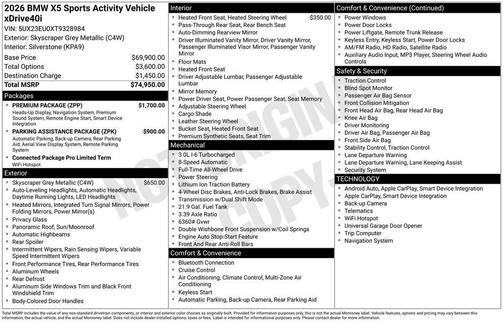 Gray 2026 BMW X5 xDrive40i