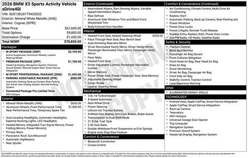 Mineral White Metallic 2026 BMW X5 sDrive40i