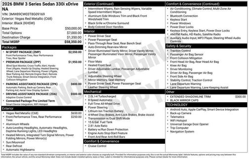 Vegas Red Metallic 2026 BMW 330 xDrive NA