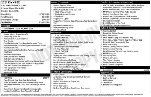 2021 Kia K5 EX