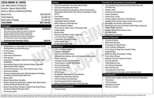 Alpine White 2026 BMW X1 M35i