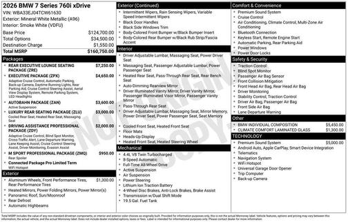 Mineral White Metallic 2026 BMW 760 xDrive