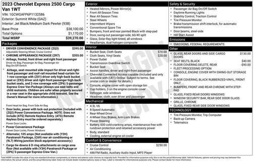 2023 Chevrolet Express 2500 RWD 2500 Regular Wheelbase WT