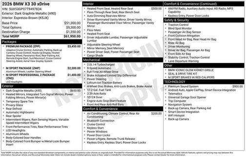Graphite 2026 BMW X3 30 xDrive