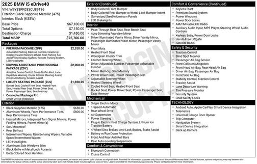 Black Sapphire Metallic 2025 BMW i5 eDrive40