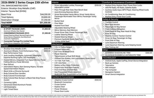 Brooklyn Grey Metallic 2026 BMW 230 xDrive