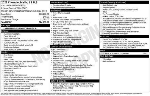 2022 Chevrolet Malibu 1LS