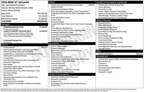 Mineral White Metallic 2026 BMW X7 xDrive40i
